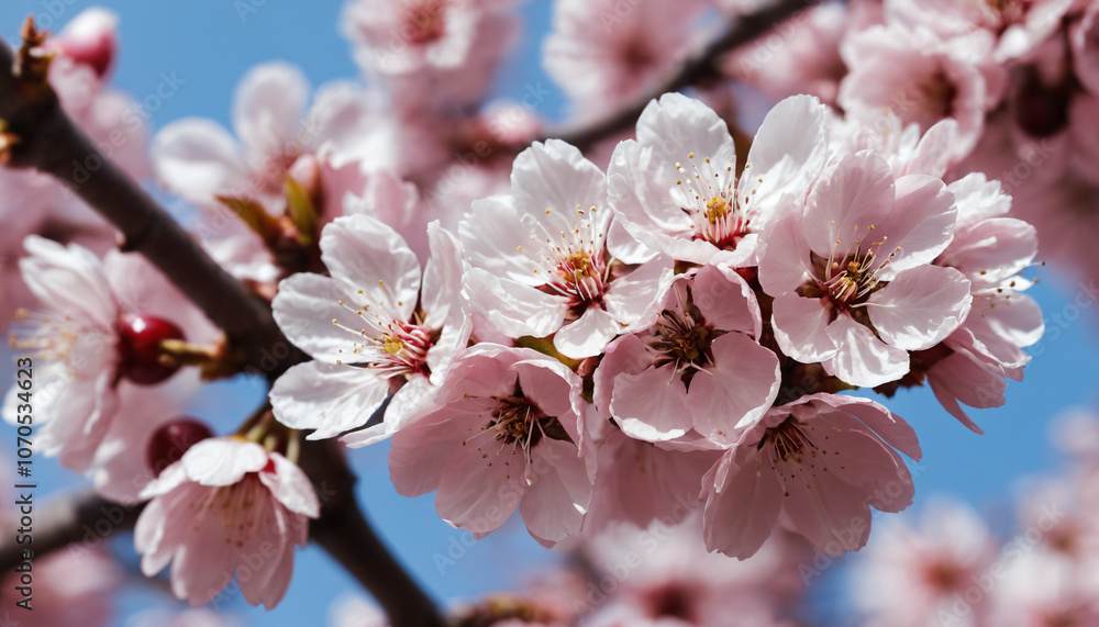 Fototapeta premium blooming cherry trees macro, colorful picture and highly detailed