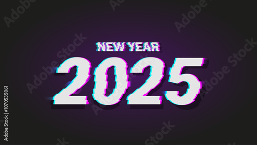 New Year 2025, glitch effect