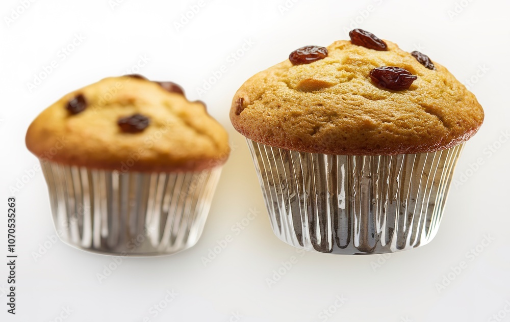 A golden-brown muffin with a textured surface isolated on white background A golden-brown muffin with a textured surface isolated on white background