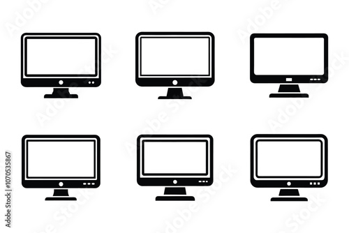 Monitor icon bundle set in vector art