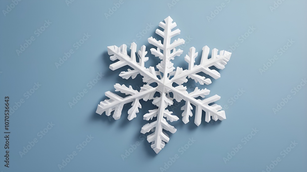 A detailed white snowflake on a blue background representing winter A detailed white snowflake on a blue background representing winter