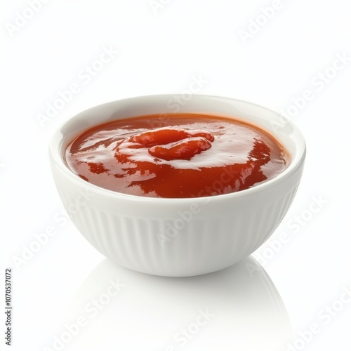 Ketchup bowl isolated on a white background studio lights