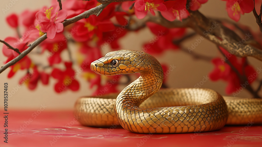金色の蛇と紅梅の飾り 金色の蛇と紅梅の飾り
