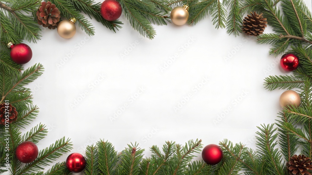 Festive Christmas Atmosphere with Simple Red and Green Border Featuring a Christmas Tree Festive Christmas Atmosphere with Simple Red and Green Border Featuring a Christmas Tree