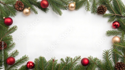 Festive Christmas Atmosphere with Simple Red and Green Border Featuring a Christmas Tree