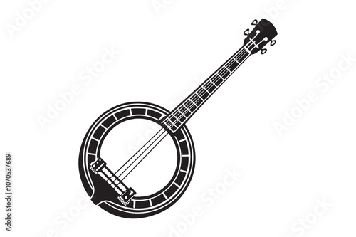 Banjo Silhouette vector illustration, Banjo Silhouette vector