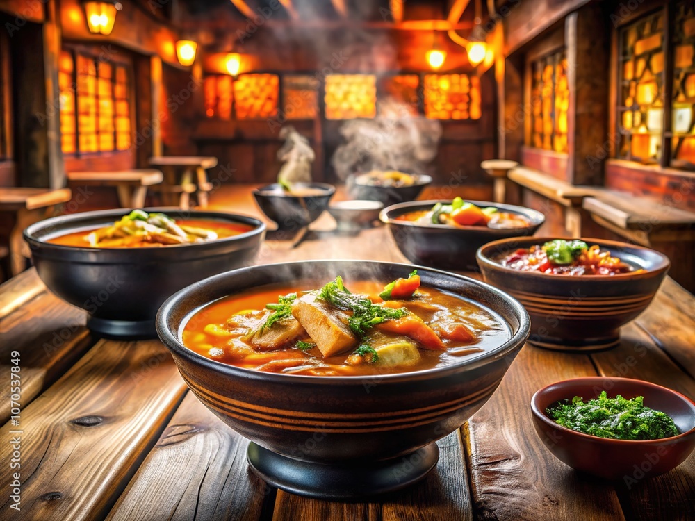 Korean Chicken Soup Dishes - Architectural Restaurant Photography Korean Chicken Soup Dishes - Architectural Restaurant Photography