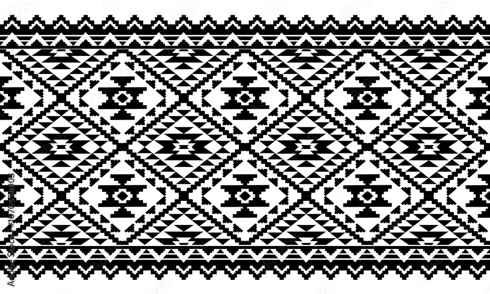 Southwest Aztec geometric Native American Mexican Navajo tribal ethnic seamless pattern fabric black and white design vector for textile printing Southwest Aztec geometric Native American Mexican Navajo tribal ethnic seamless pattern fabric black and white design vector for textile printing
