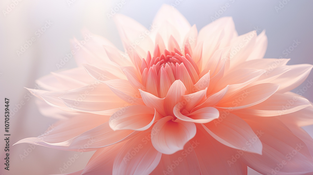 Fototapeta premium Soft focus of a peach-colored flower's petals, capturing the gentle texture and subtle color nuances of its natural beauty.