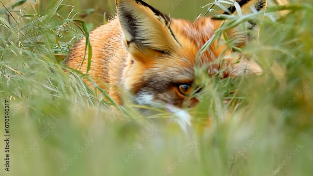 A fox is in the grass A fox is in the grass