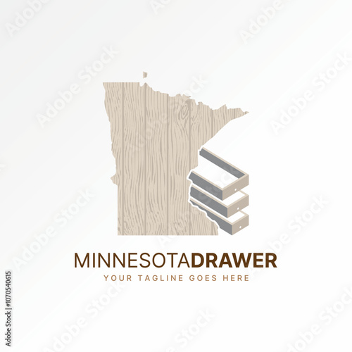 Logo design graphic concept creative premium vector stock abstract graphic Minnesota map motif wood fiber drawer cabinet Related to property carpenter