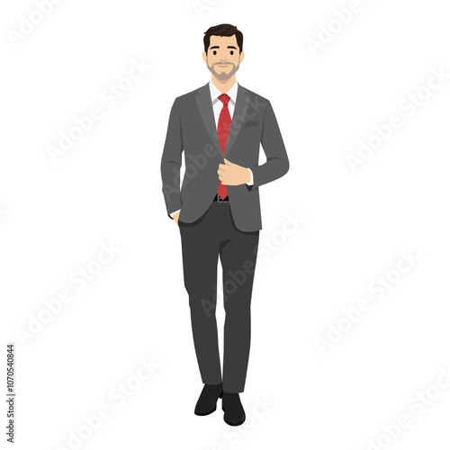 Businessman wearing Suit. Entrepreneur. Flat vector illustration isolated on white background