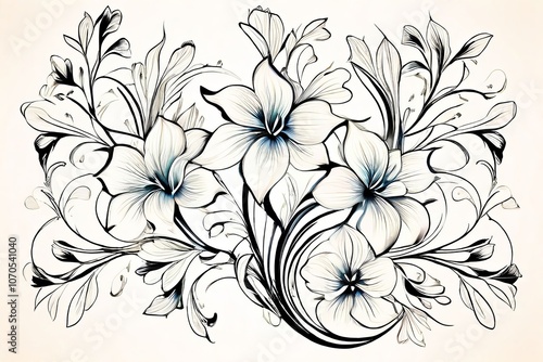 floral arabesque stylized flowers and leaves arranged in a flowi