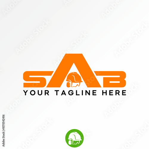 Logo design graphic concept creative premium vector stock image graphic initial SAB font ear google helmet protection outdoor to safety site equipment