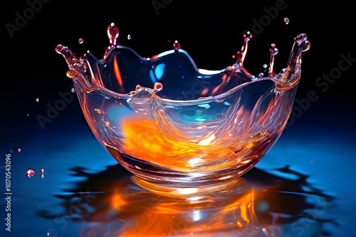 glassy glow a smooth glass like splatter with glowing patterns photo