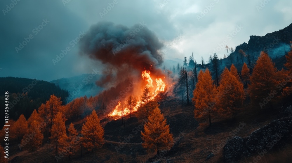 Fototapeta premium Forest Fire Impact and Restoration Efforts