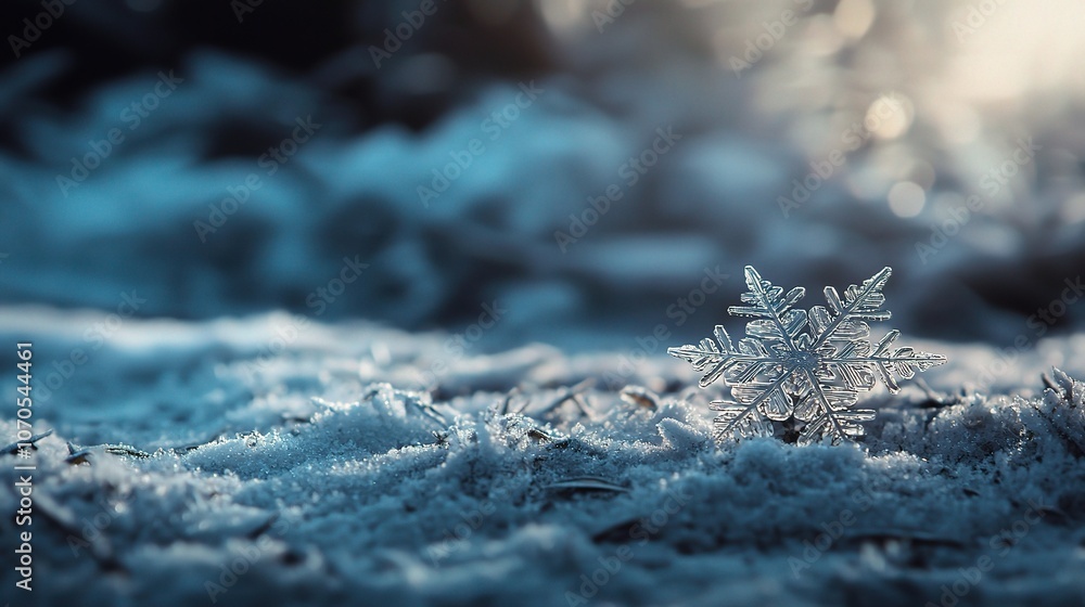 Elegant Snowflake on Lush Winter Ground Elegant Snowflake on Lush Winter Ground