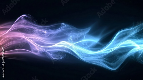 Colorful smoke waves swirling gracefully in a dark background during nighttime
