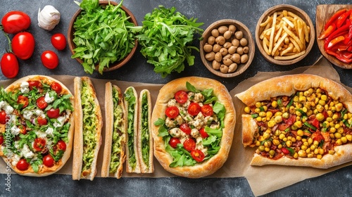 Vegetarian Flatbreads and Sandwiches with Fresh Ingredients