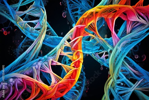 long strands of dna precipitated and imaged to reveal the double photo