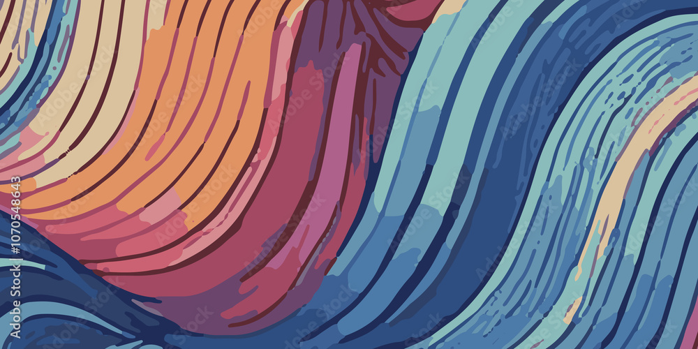 Fototapeta Dynamic Blue and Orange Abstract Background. Vibrant Flowing Wave Patterns with Modern Artistic Texture. High-Resolution Abstract Artwork with Blue and Orange Color Scheme. Connected Artistic Design f