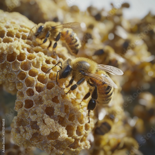 Bees bring pollen into the apiary photo