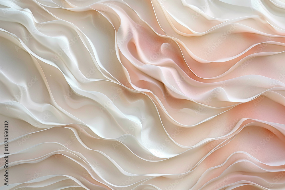 Obraz premium 3d wallpaper abstract business background, Abstract, rippling waves in shades of pale pink and soft beige, with smooth, rounded textures and soothing gradients.