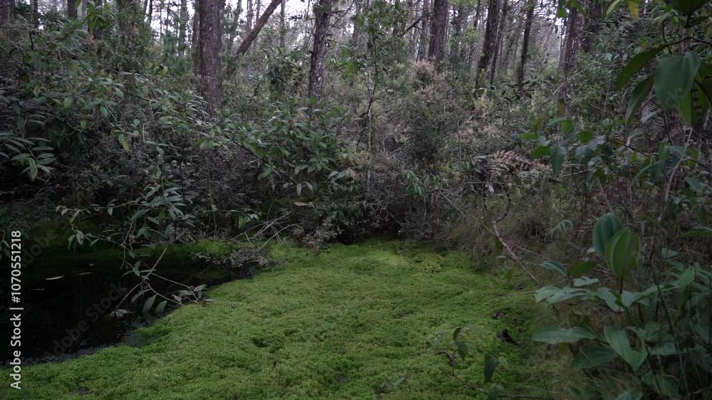 HD video pond in the middle of the forest in a cold and dark November environment, in a subtle camera movement HD video pond in the middle of the forest in a cold and dark November environment, in a subtle camera movement