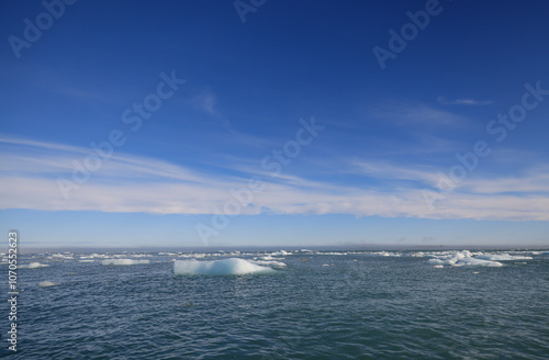 Iceberg drifting in the sea in front of the Austofonna Ice Cap photo