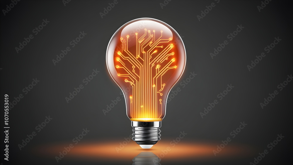 Innovative Light Bulb with Digital Circuitry Inside, Symbolizing Technology and Ideas Innovative Light Bulb with Digital Circuitry Inside, Symbolizing Technology and Ideas