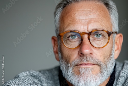 Professional man with glasses poses thoughtfully in a modern indoor setting during daylight