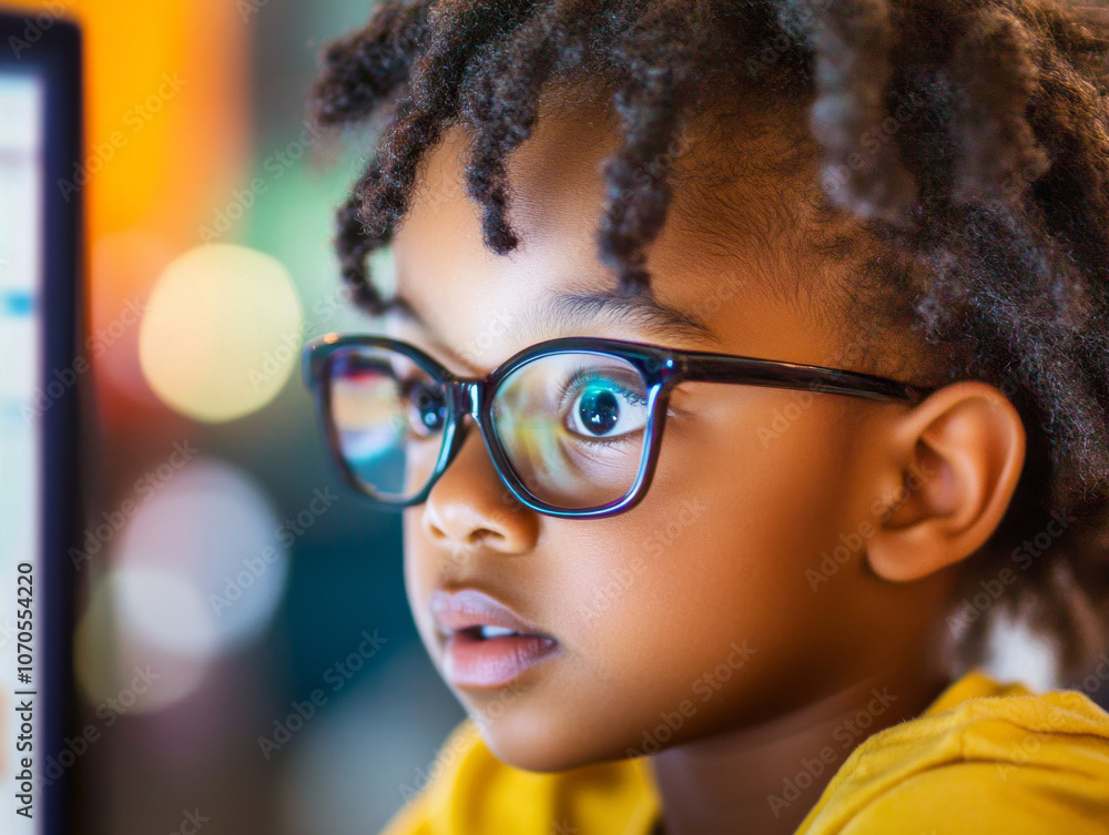 A close-up of a child learning about famous Black scientists and their contributions to modern technology. A close-up of a child learning about famous Black scientists and their contributions to modern technology.