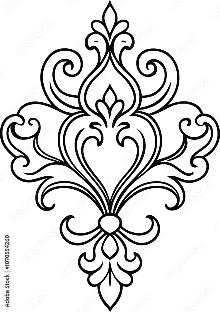 Elegant Rococo Damask Vector Illustration Elegant Rococo Damask Vector Illustration