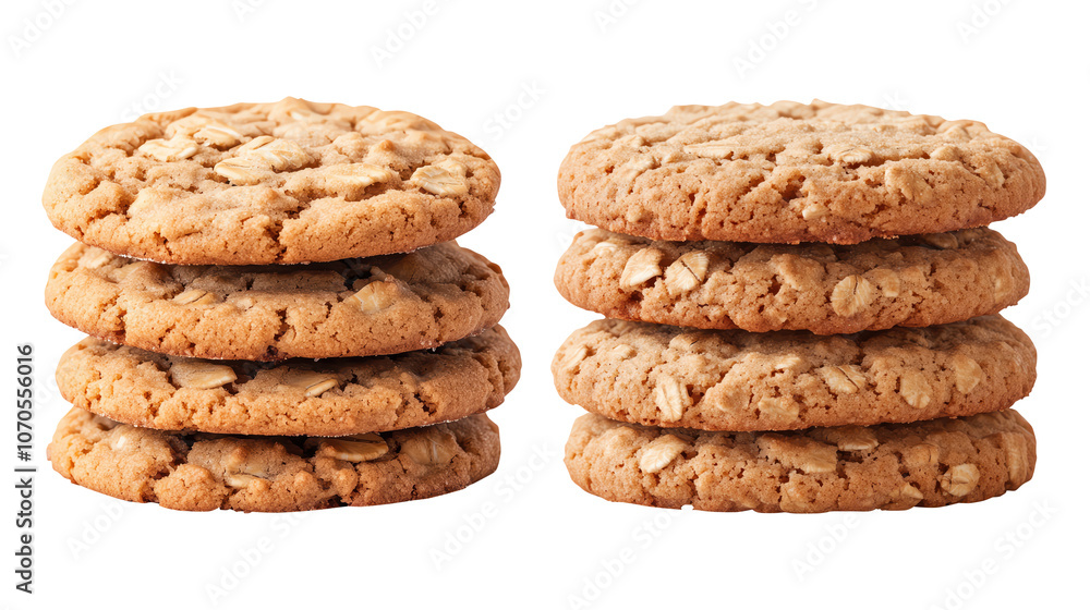 Stacks of Oatmeal Cookies, on transparent background. Stacks of Oatmeal Cookies, on transparent background.