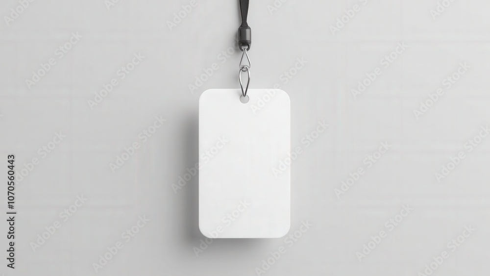 Mockup lanyard with a plain ID badge on a light gray background, perfect for brand or logo presentations.