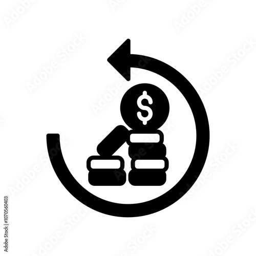 Investment Return Glyph Icon, Vector illustration