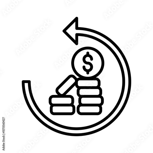 Investment Return Outline Icon, Vector illustration
