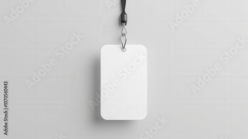 Obraz na płótnie Mockup lanyard with a plain ID badge on a light gray background, perfect for brand or logo presentations. w salonie