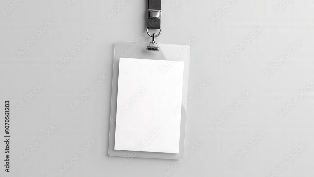 Lanyard and badge mockup featuring a sleek ID card on a minimalist background, perfect for professional presentations.