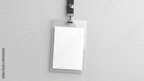 Obraz na płótnie Lanyard and badge mockup featuring a sleek ID card on a minimalist background, perfect for professional presentations. w salonie