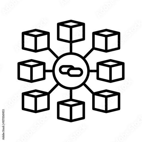 Block Chain Outline Icon, Vector illustration
