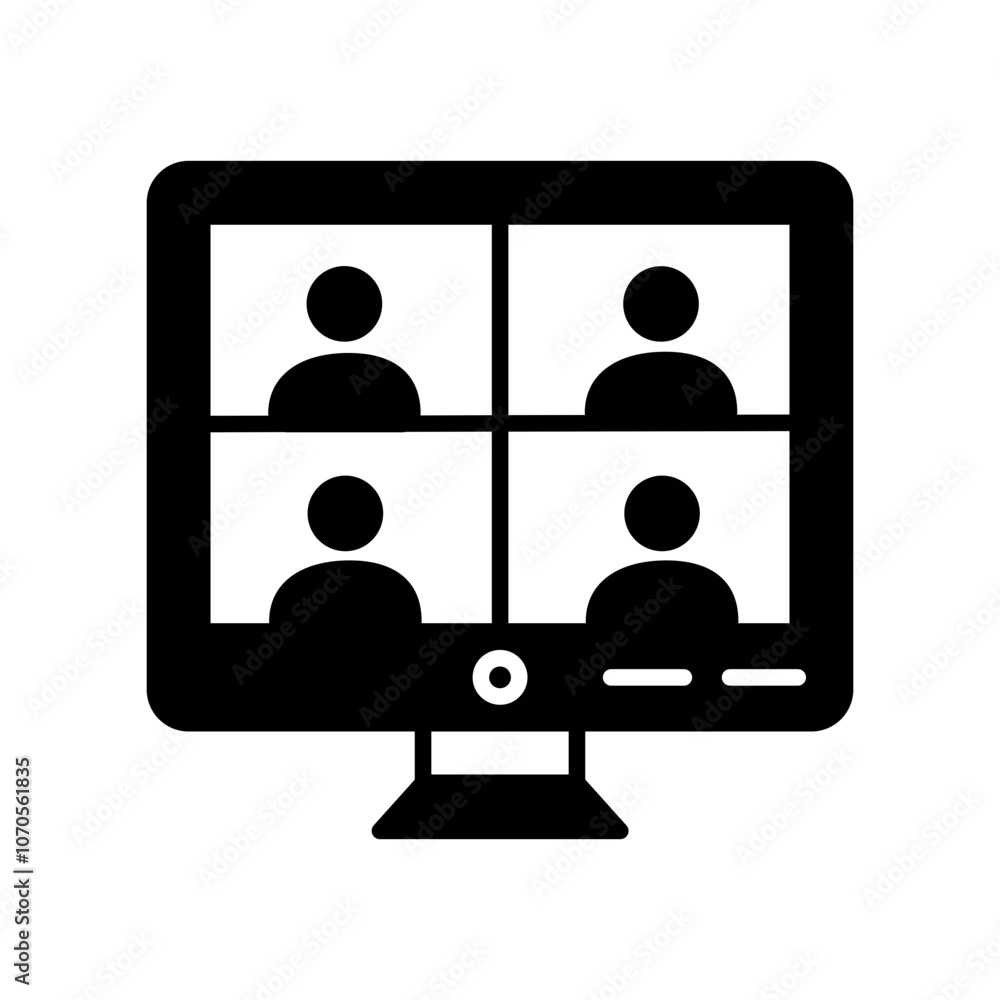Online Meeting Glyph Icon, Vector illustration Online Meeting Glyph Icon, Vector illustration
