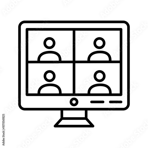 Online Meeting Outline Icon, Vector illustration