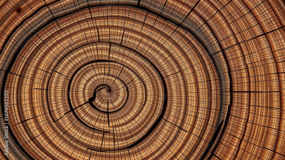 Fototapeta premium Close-up of tree rings showing growth patterns and history of the tree, history, wood