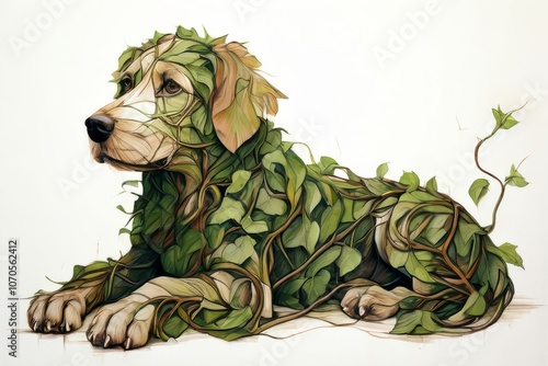 tangled vine dog a dog whose body is made of intertwined vines w photo