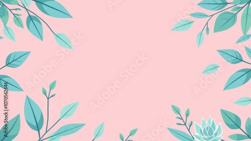 Agave leaves in pastel pink, blue, and green colors creating a trendy and soothing background, colors, design