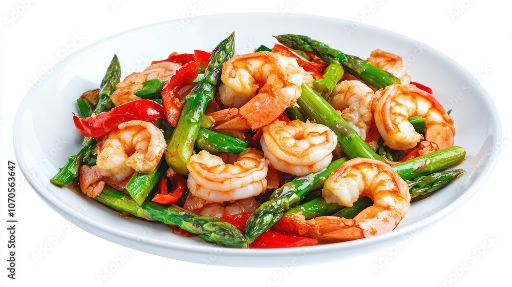 Stir-fried Shrimp with Asparagus and Red Bell Peppers Stir-fried Shrimp with Asparagus and Red Bell Peppers