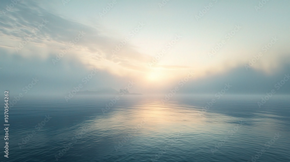Serene Sunrise Over Misty Waters Serene Sunrise Over Misty Waters