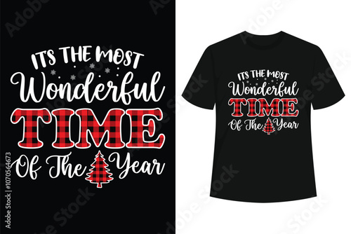 Its the Most Wonderful Time of the Year Christmas Tree Plaid Xmas T-Shirt