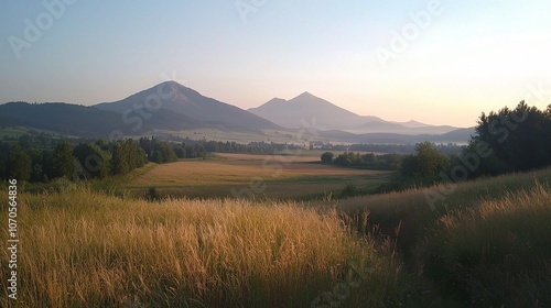 Serene Mountain Landscape at Sunrise